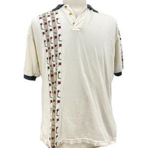 Vintage Fizzaro Collection Men's Casual Retro Beige Golf Polo Shirt Size Medium